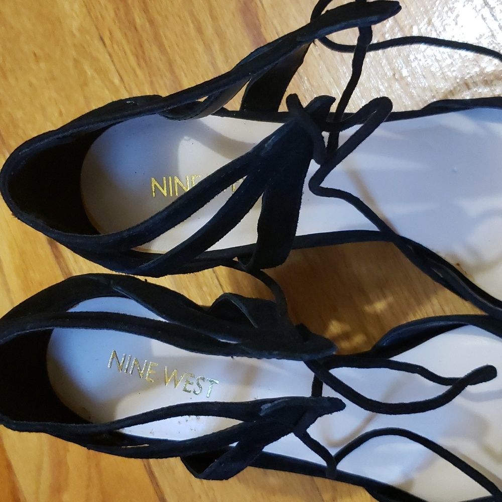 Black Suede Shoes Ankle Tie